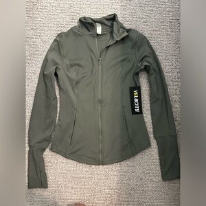 Velocity army green active/workout jacket in small